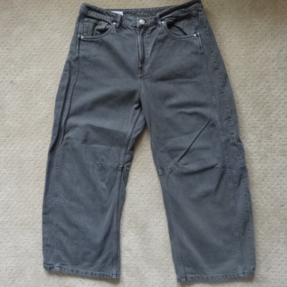 Zara Women's Dark Gray Barrel Jeans